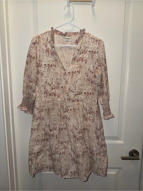 Charlee Beige Floral Print Tiered Women’s Dress